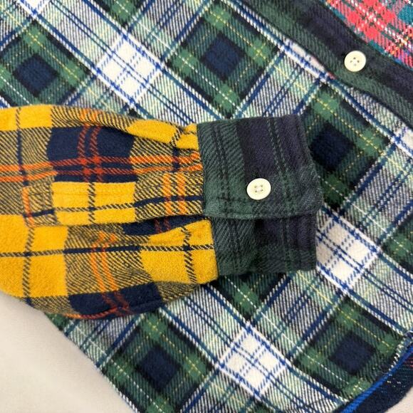 American Eagle Patchwork Button Shirt M Skater Grunge Farmcore Cabincore Rustic - Picture 6 of 13